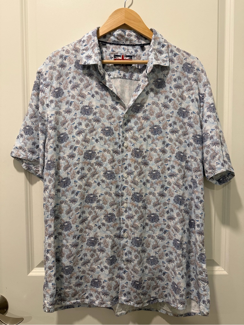 Men's Short-Sleeve Floral Button-Down Shirt - Blue Floral